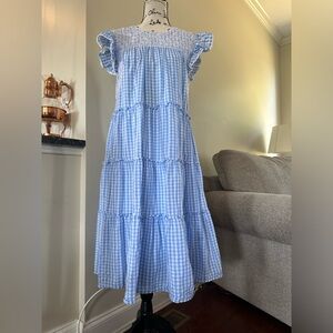 Gingham baby blue dress